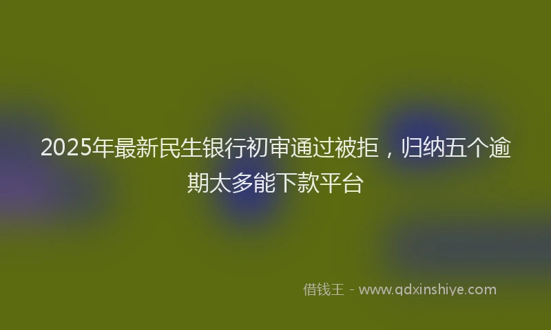 2025年最新民生银行初审通过被拒，归纳五个逾期太多能下款平台