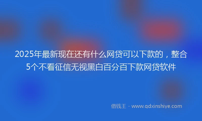 2025年最新现在还有什么网贷可以下款的，整合5个不看征信无视黑白百分百下款网贷软件
