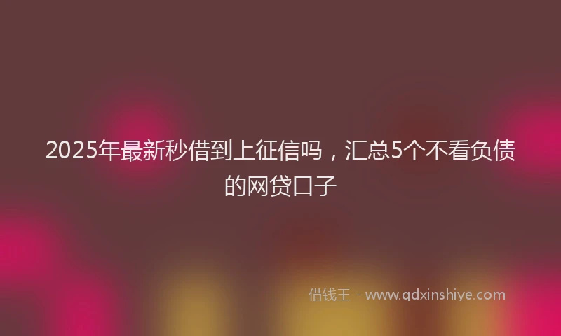 2025年最新秒借到上征信吗，汇总5个不看负债的网贷口子