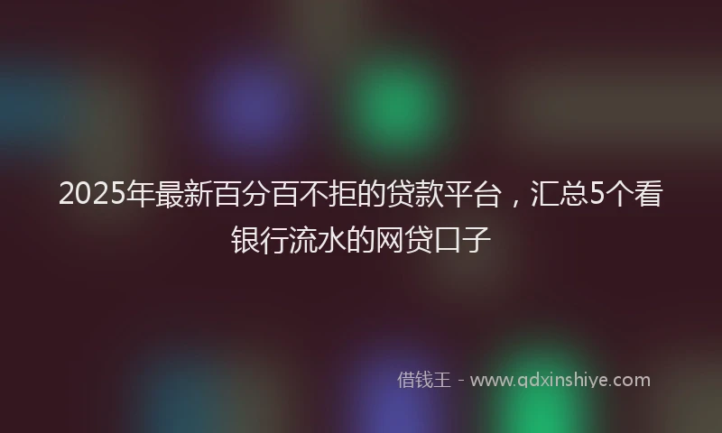 2025年最新百分百不拒的贷款平台，汇总5个看银行流水的网贷口子