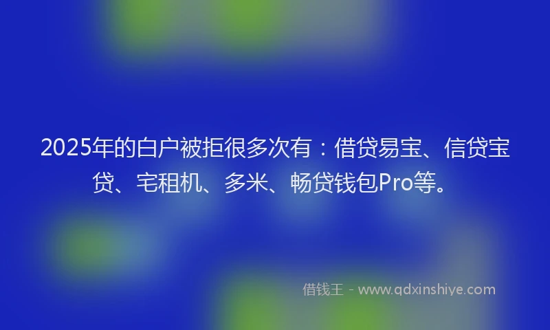 2025年的白户被拒很多次有：借贷易宝、信贷宝贷、宅租机、多米、畅贷钱包Pro等。