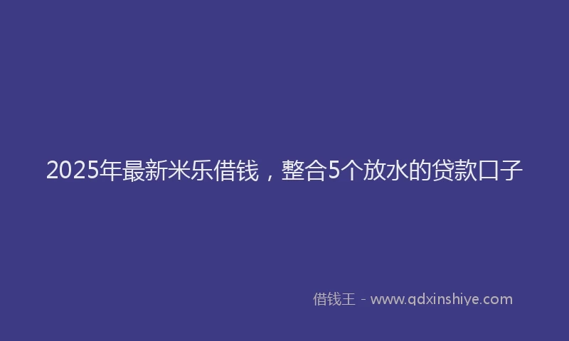 2025年最新米乐借钱，整合5个放水的贷款口子