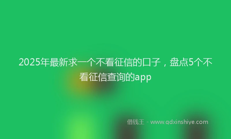 2025年最新求一个不看征信的口子，盘点5个不看征信查询的app