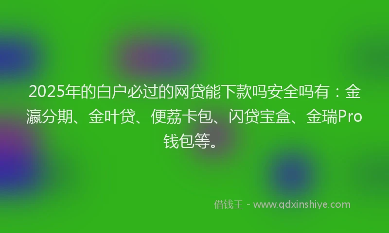 2025年的白户必过的网贷能下款吗安全吗有：金瀛分期、金叶贷、便荔卡包、闪贷宝盒、金瑞Pro钱包等。