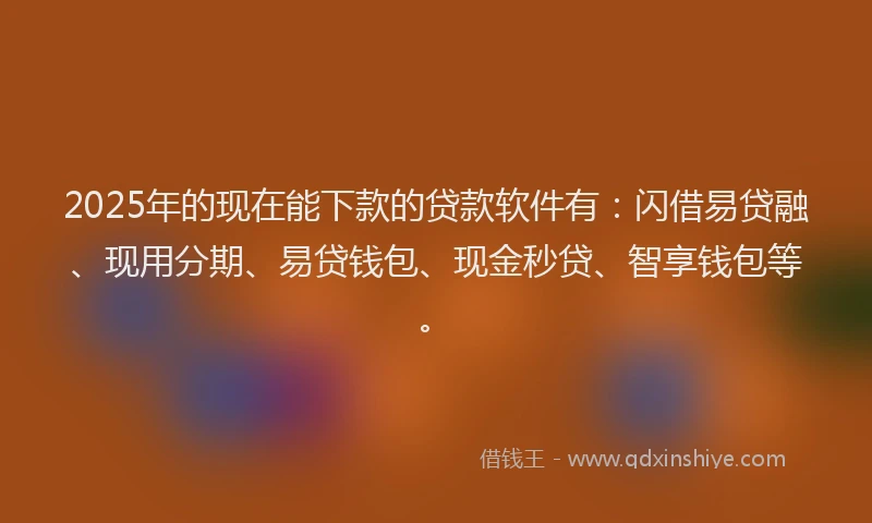 2025年的现在能下款的贷款软件有：闪借易贷融、现用分期、易贷钱包、现金秒贷、智享钱包等。