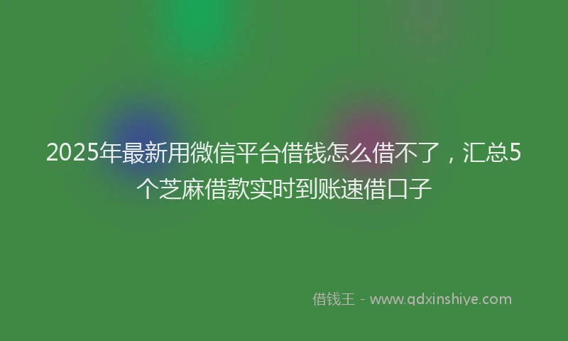 2025年最新用微信平台借钱怎么借不了，汇总5个芝麻借款实时到账速借口子