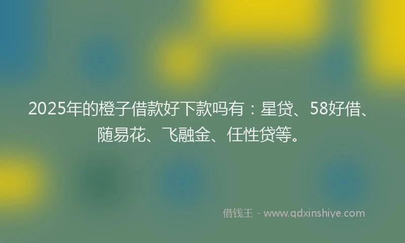 2025年的橙子借款好下款吗有：星贷、58好借、随易花、飞融金、任性贷等。