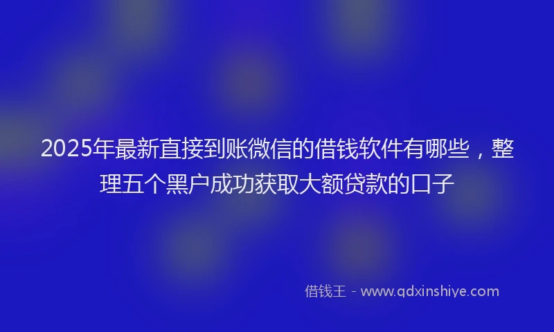 2025年最新直接到账微信的借钱软件有哪些，整理五个黑户成功获取大额贷款的口子