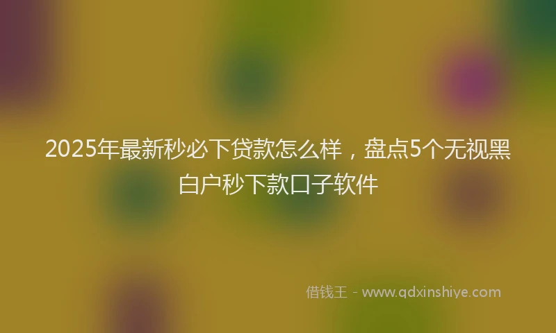 2025年最新秒必下贷款怎么样，盘点5个无视黑白户秒下款口子软件