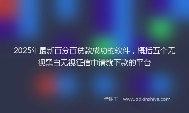 2025年最新百分百贷款成功的软件，概括五个无视黑白无视征信申请就下款的平台