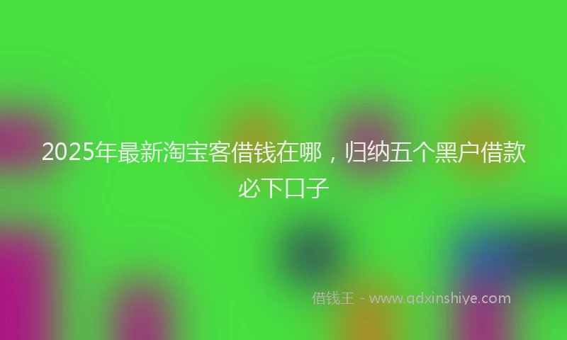 2025年最新淘宝客借钱在哪，归纳五个黑户借款必下口子
