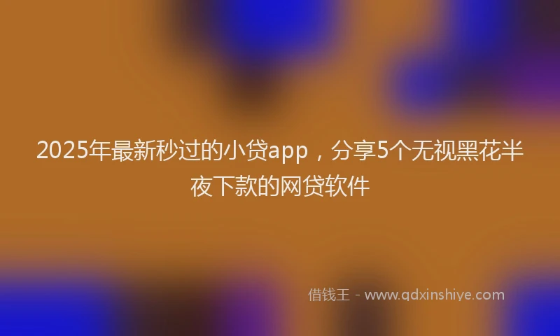 2025年最新秒过的小贷app，分享5个无视黑花半夜下款的网贷软件