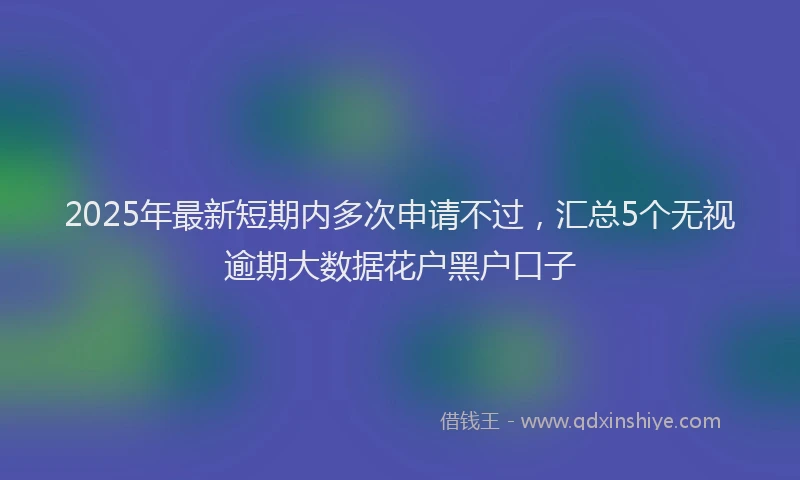2025年最新短期内多次申请不过，汇总5个无视逾期大数据花户黑户口子