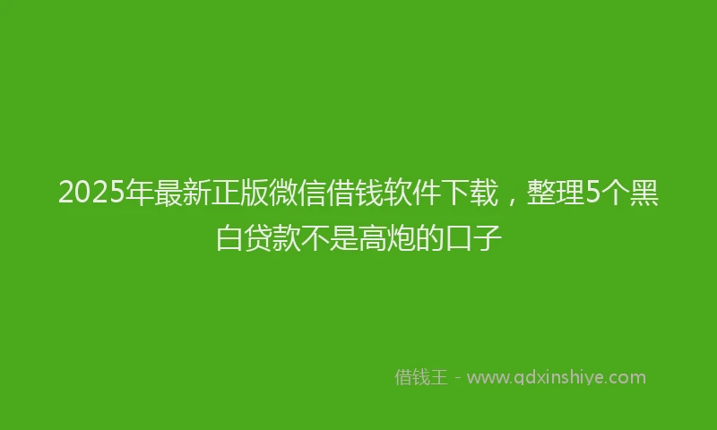 2025年最新正版微信借钱软件下载，整理5个黑白贷款不是高炮的口子
