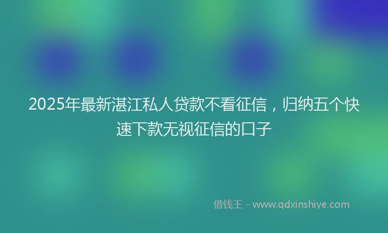 2025年最新湛江私人贷款不看征信，归纳五个快速下款无视征信的口子