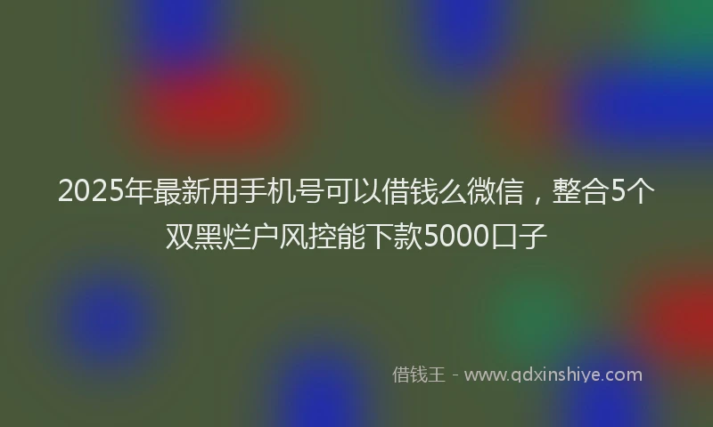 2025年最新用手机号可以借钱么微信，整合5个双黑烂户风控能下款5000口子