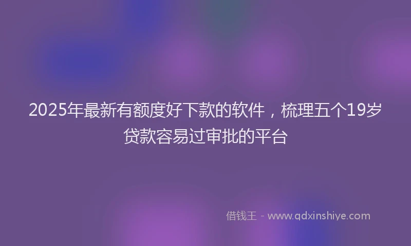 2025年最新有额度好下款的软件，梳理五个19岁贷款容易过审批的平台