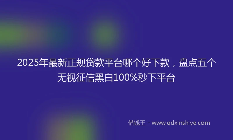 2025年最新正规贷款平台哪个好下款，盘点五个无视征信黑白100%秒下平台