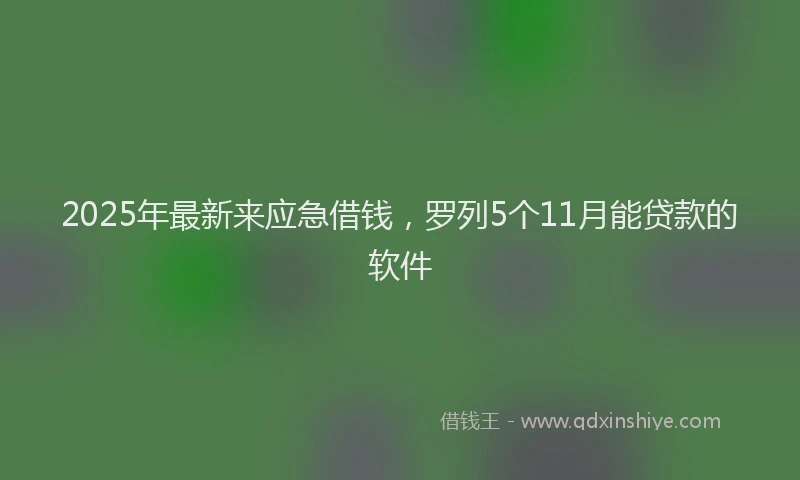 2025年最新来应急借钱，罗列5个11月能贷款的软件
