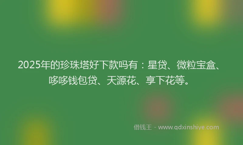 2025年的珍珠塔好下款吗有：星贷、微粒宝盒、哆哆钱包贷、天源花、享下花等。