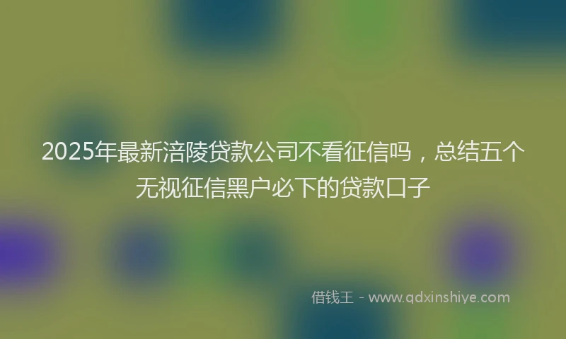 2025年最新涪陵贷款公司不看征信吗，总结五个无视征信黑户必下的贷款口子