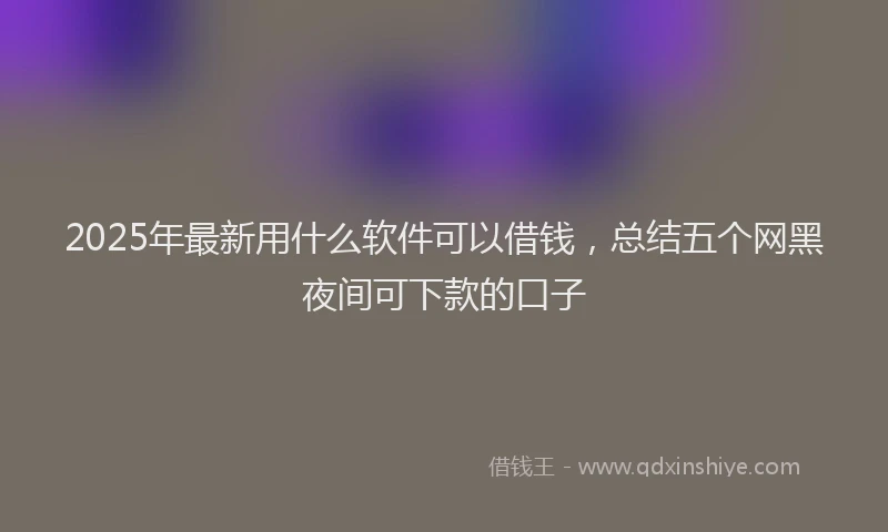 2025年最新用什么软件可以借钱，总结五个网黑夜间可下款的口子