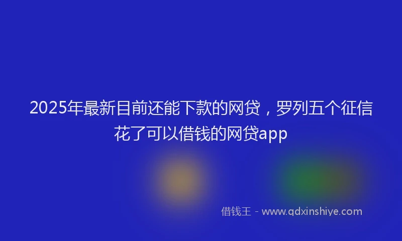 2025年最新目前还能下款的网贷，罗列五个征信花了可以借钱的网贷app