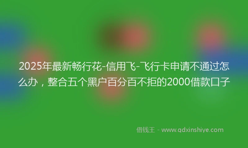2025年最新畅行花-信用飞-飞行卡申请不通过怎么办，整合五个黑户百分百不拒的2000借款口子
