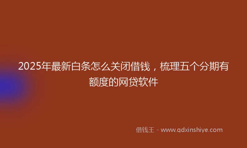 2025年最新白条怎么关闭借钱，梳理五个分期有额度的网贷软件