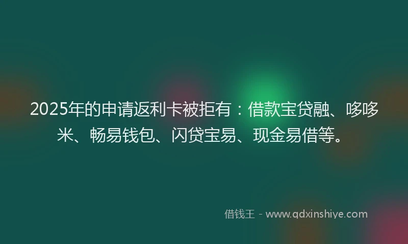 2025年的申请返利卡被拒有：借款宝贷融、哆哆米、畅易钱包、闪贷宝易、现金易借等。