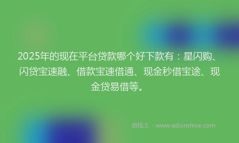 2025年的现在平台贷款哪个好下款有：星闪购、闪贷宝速融、借款宝速借通、现金秒借宝途、现金贷易借等。