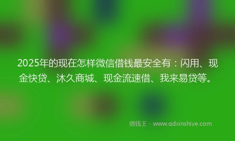 2025年的现在怎样微信借钱最安全有：闪用、现金快贷、沐久商城、现金流速借、我来易贷等。
