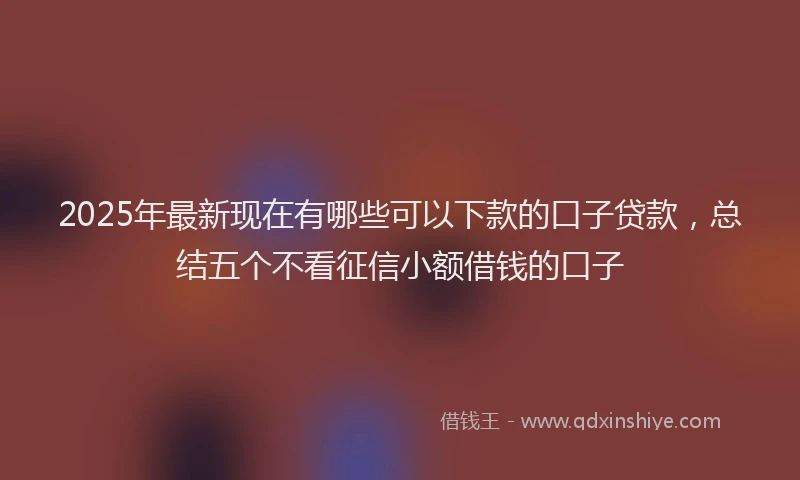 2025年最新现在有哪些可以下款的口子贷款，总结五个不看征信小额借钱的口子