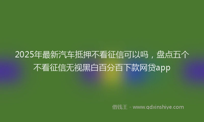 2025年最新汽车抵押不看征信可以吗，盘点五个不看征信无视黑白百分百下款网贷app