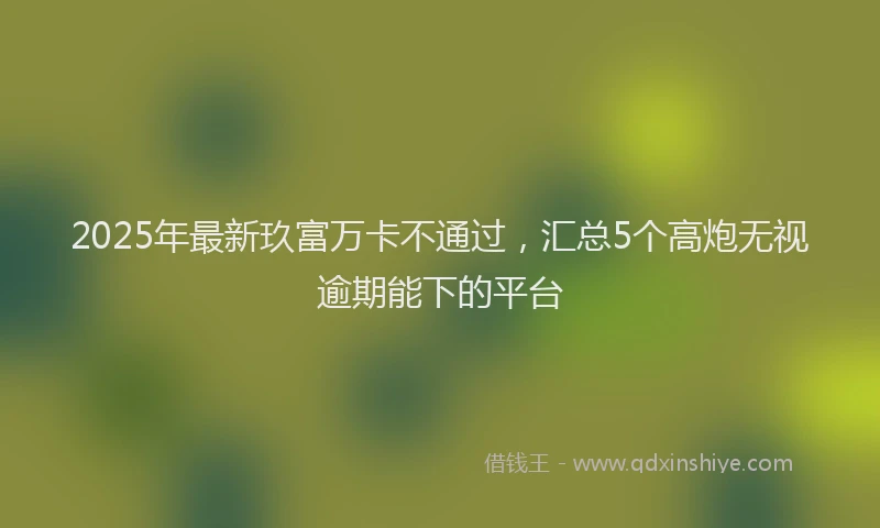 2025年最新玖富万卡不通过，汇总5个高炮无视逾期能下的平台
