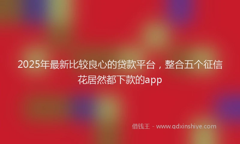 2025年最新比较良心的贷款平台,整合五个征信花居然都下款的app