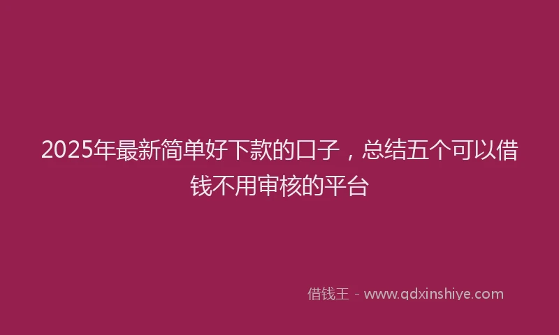 2025年最新简单好下款的口子，总结五个可以借钱不用审核的平台