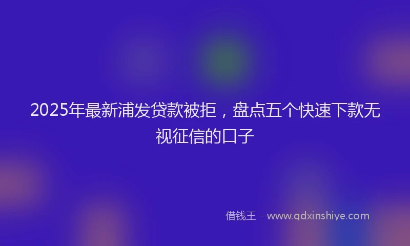 2025年最新浦发贷款被拒，盘点五个快速下款无视征信的口子