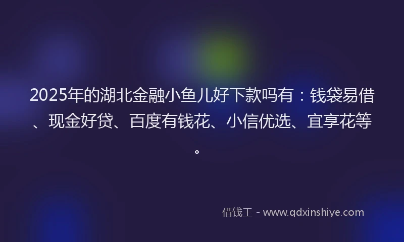 2025年的湖北金融小鱼儿好下款吗有：钱袋易借、现金好贷、百度有钱花、小信优选、宜享花等。