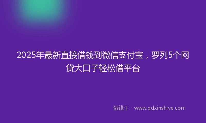 2025年最新直接借钱到微信支付宝，罗列5个网贷大口子轻松借平台