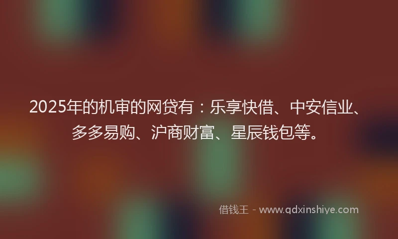 2025年的机审的网贷有：乐享快借、中安信业、多多易购、沪商财富、星辰钱包等。