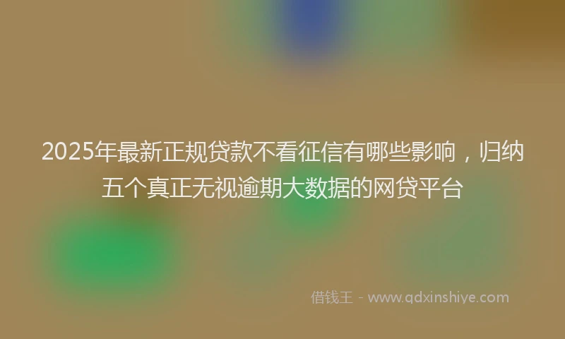 2025年最新正规贷款不看征信有哪些影响，归纳五个真正无视逾期大数据的网贷平台