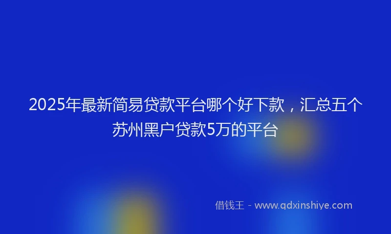 2025年最新简易贷款平台哪个好下款，汇总五个苏州黑户贷款5万的平台