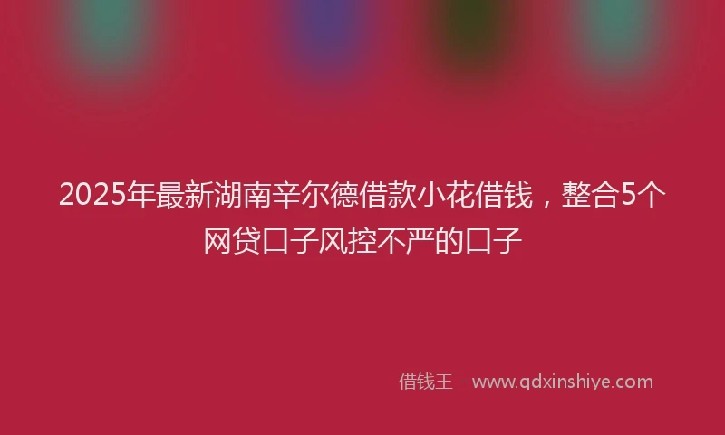2025年最新湖南辛尔德借款小花借钱，整合5个网贷口子风控不严的口子