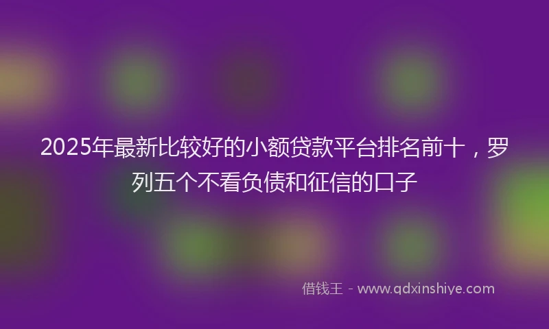 2025年最新比较好的小额贷款平台排名前十，罗列五个不看负债和征信的口子