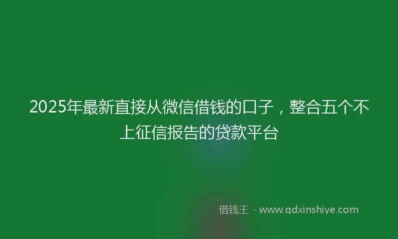 2025年最新直接从微信借钱的口子，整合五个不上征信报告的贷款平台