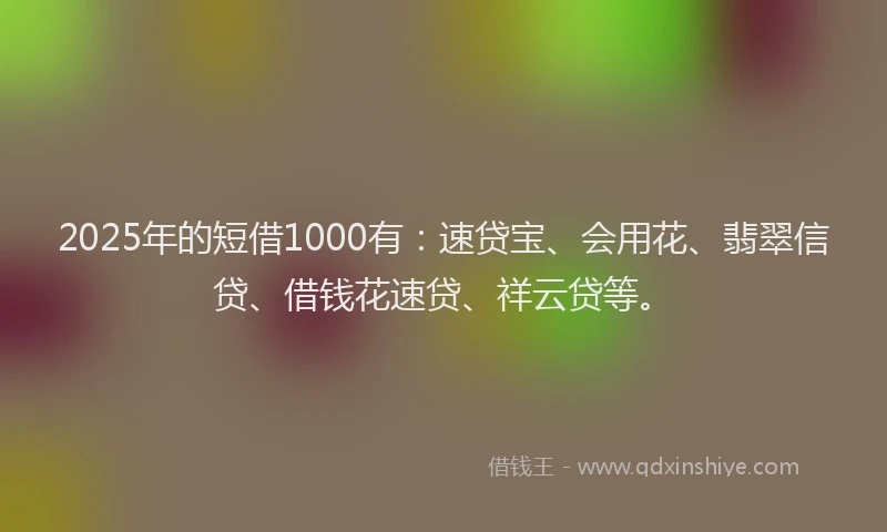 2025年的短借1000有：速贷宝、会用花、翡翠信贷、借钱花速贷、祥云贷等。