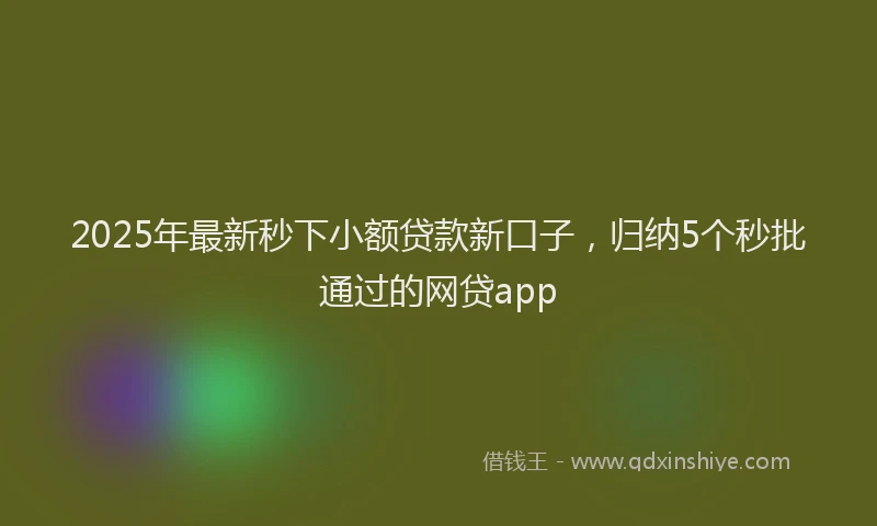 2025年最新秒下小额贷款新口子，归纳5个秒批通过的网贷app