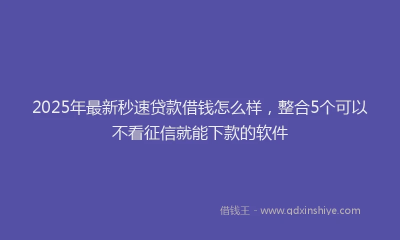 2025年最新秒速贷款借钱怎么样，整合5个可以不看征信就能下款的软件