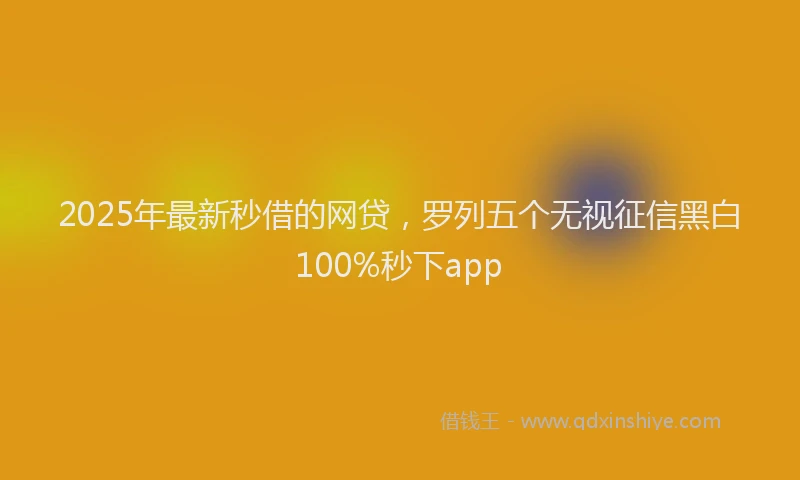 2025年最新秒借的网贷，罗列五个无视征信黑白100%秒下app
